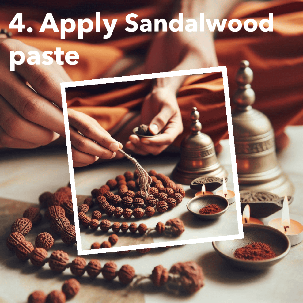 4 apply sandalwood paste to rudraksha